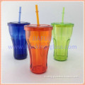 Clear plastic cup with lid and straw single wall cup plastic BPA Free